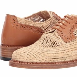 *RARE* ROBERT CLERGERIE RAFFIA & LEATHER DERBIES (Size 37.5 FR/6.5-7.0M US) NWOB